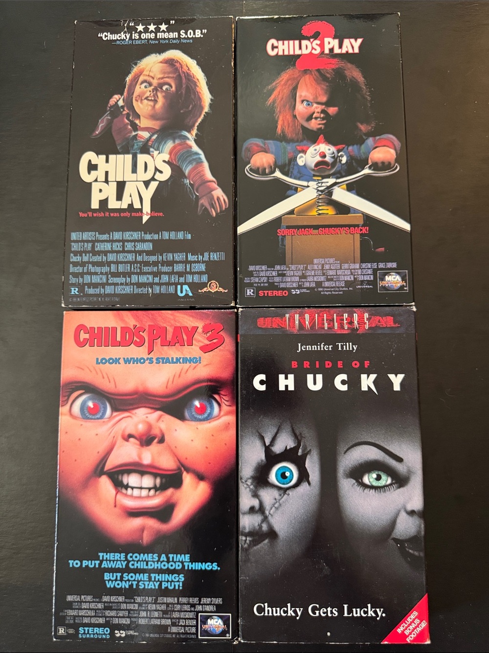 4 CHILD’S PLAY VHS 📼 including Bride Of Chucky ~ in Excellent Condition. Horror